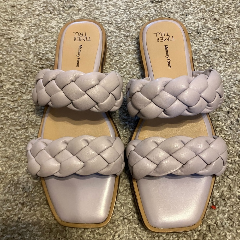 Time and Tru Purple Braided Slide Sandals